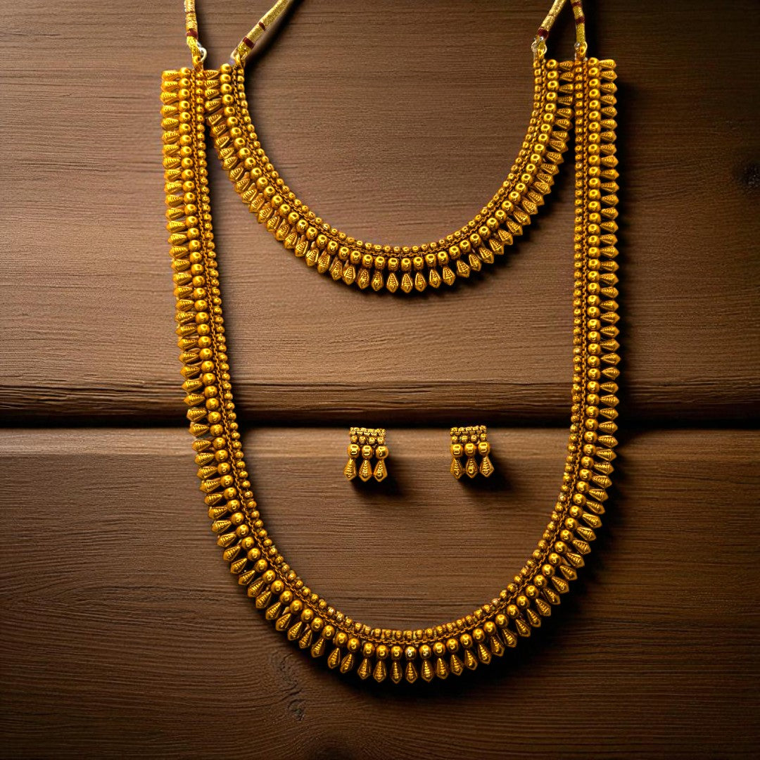 Necklace and Long Chain Set - gold