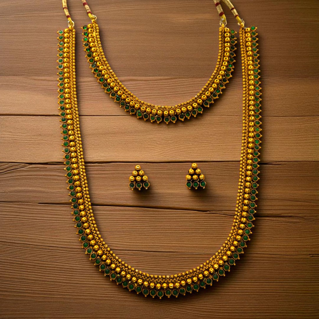 Necklace and Long Chain Set - gold