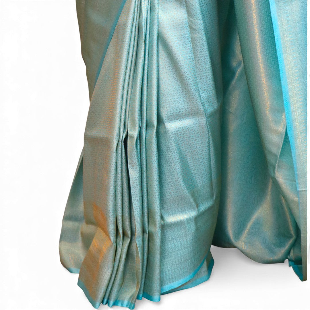 Soft Silk Saree – Hochwertige Handloom-Seide | Premium Weiche Seide Sari | Türkis