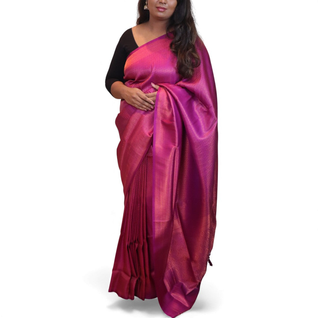 Soft Silk Saree – Hochwertige Handloom-Seide | Premium Weiche Seide Sari | Magenta