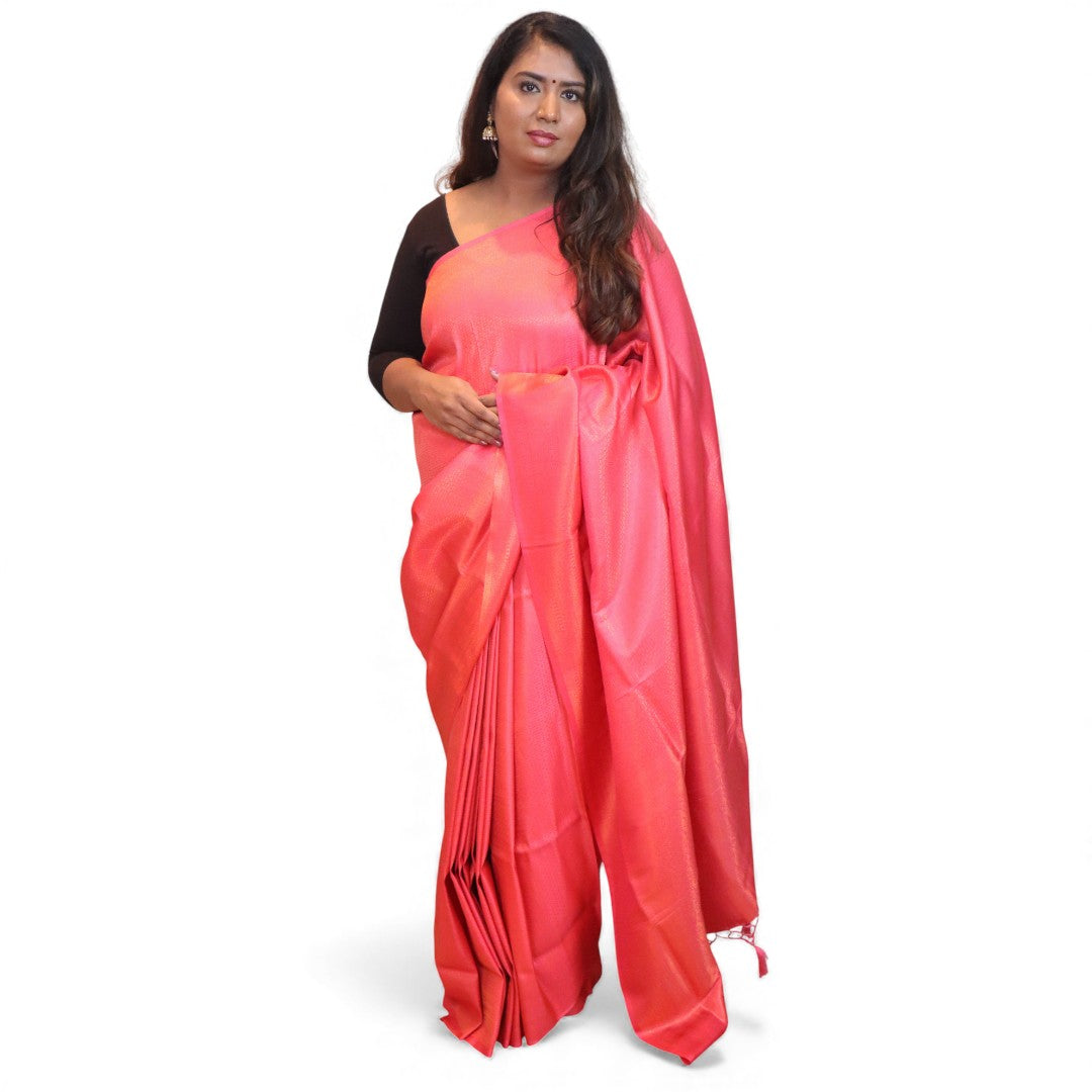 Alles-in-einem Saree Set | Peach– Soft Silk Saree + Blouse + Shapewear
