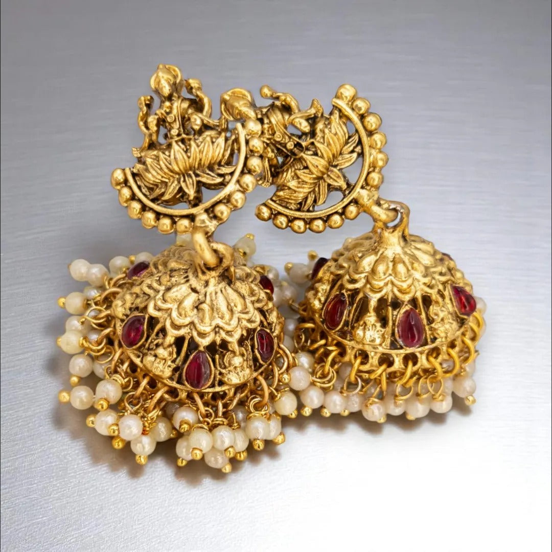 Temple Choker Necklace with Earrings - Green