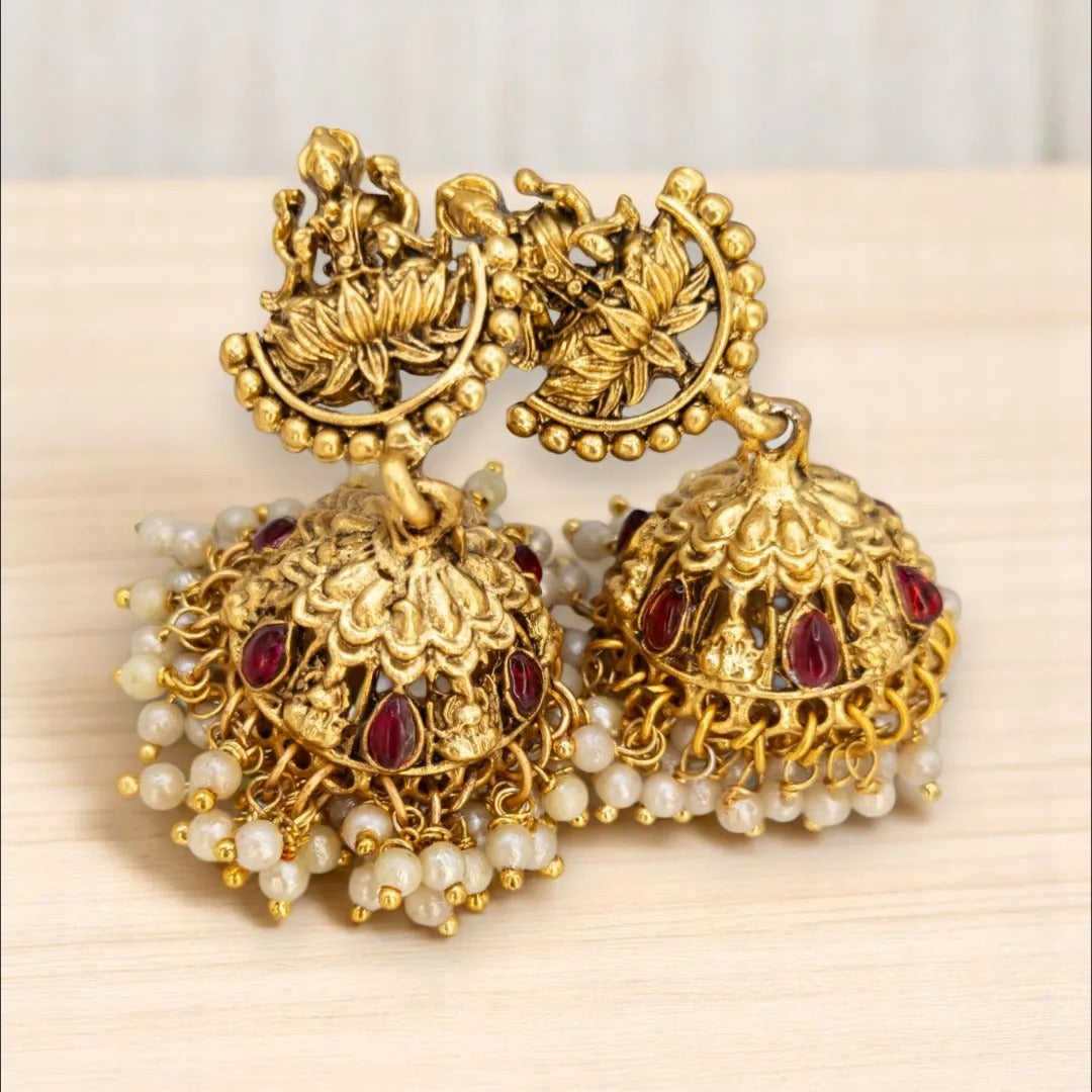 Temple Choker Necklace with Earrings - Green