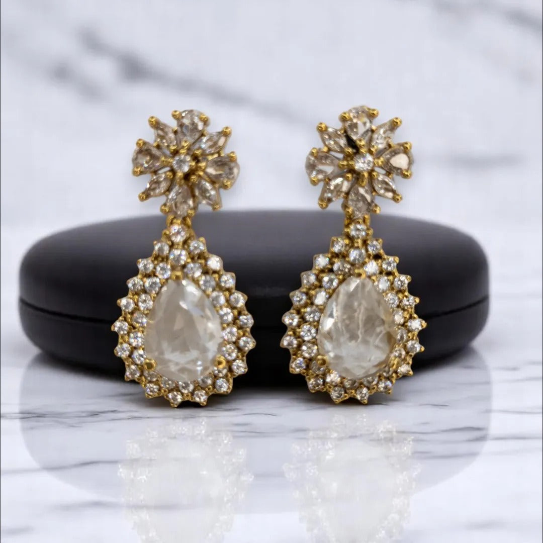 Trendy Halskette mit Ohrringe - gold | weiß