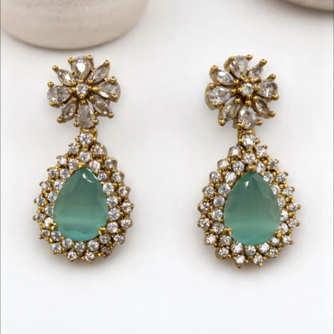 Trendy Halskette mit Ohrringe - gold | mint