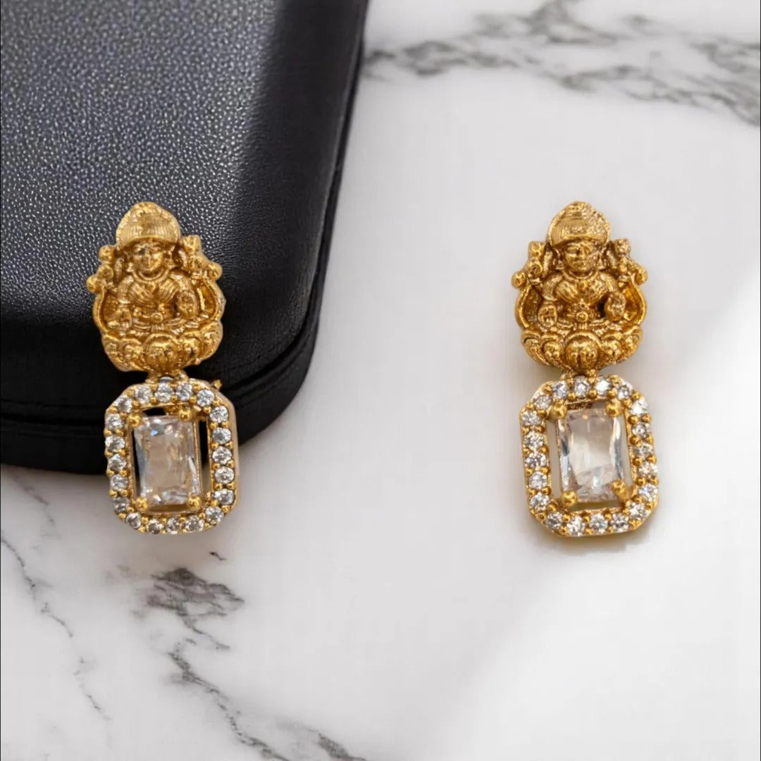 Trendy Halskette mit Ohrringe - gold | weiß