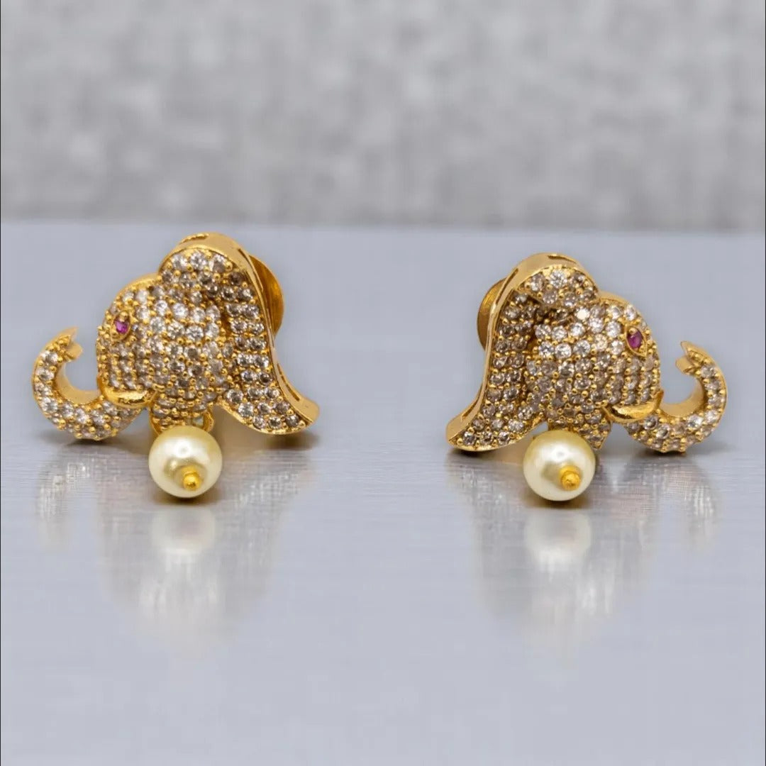 Trendy Choker Halskette mit Ohrringe - weiß - Elefant design