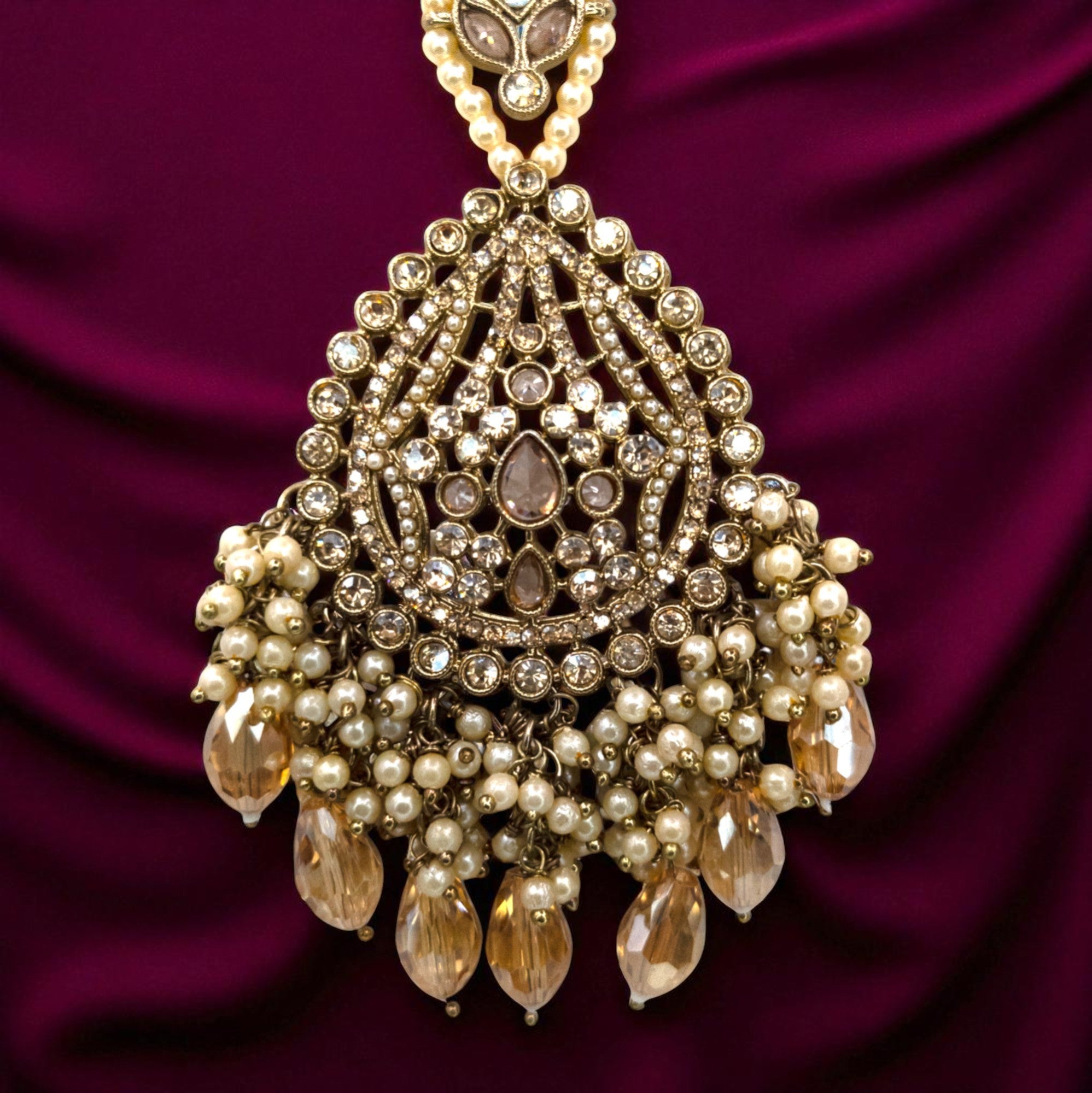 Polki Gold Choker Halskette | mit Ohrringe & Tikka