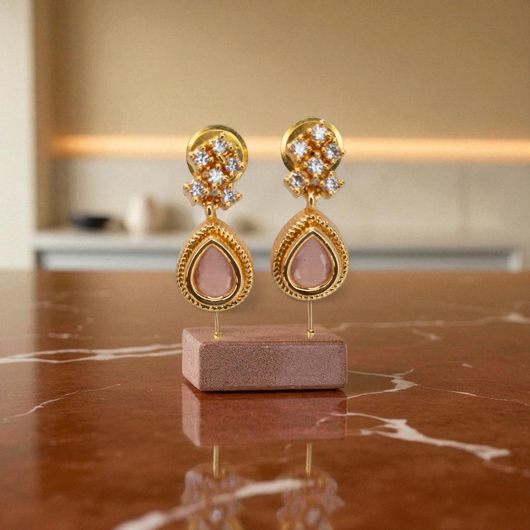 Trendy - Halskette mit Ohrringe - gold | rosa