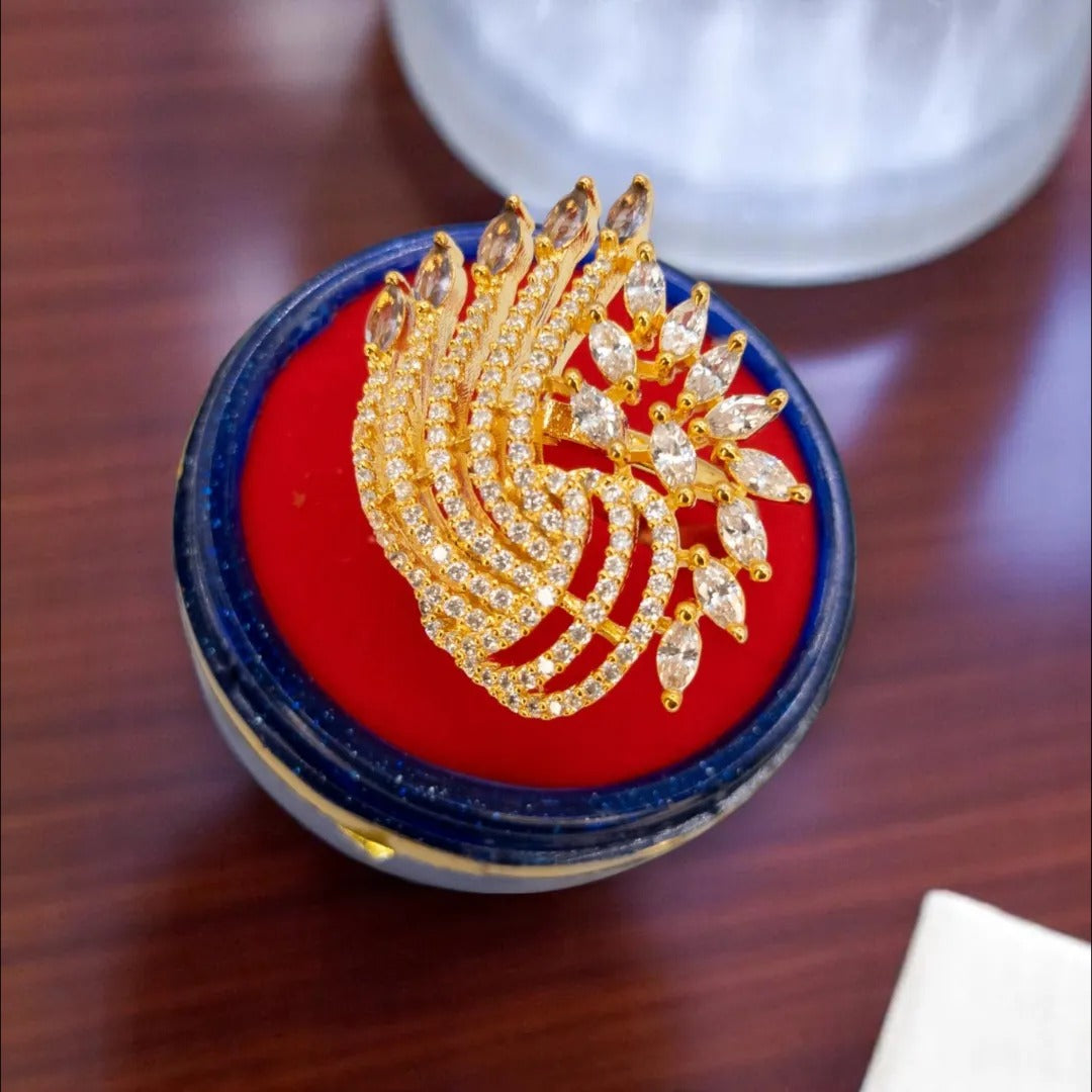 Vergoldeter Ring mit amerikanischen Diamantimitaten - Goldene Ringe