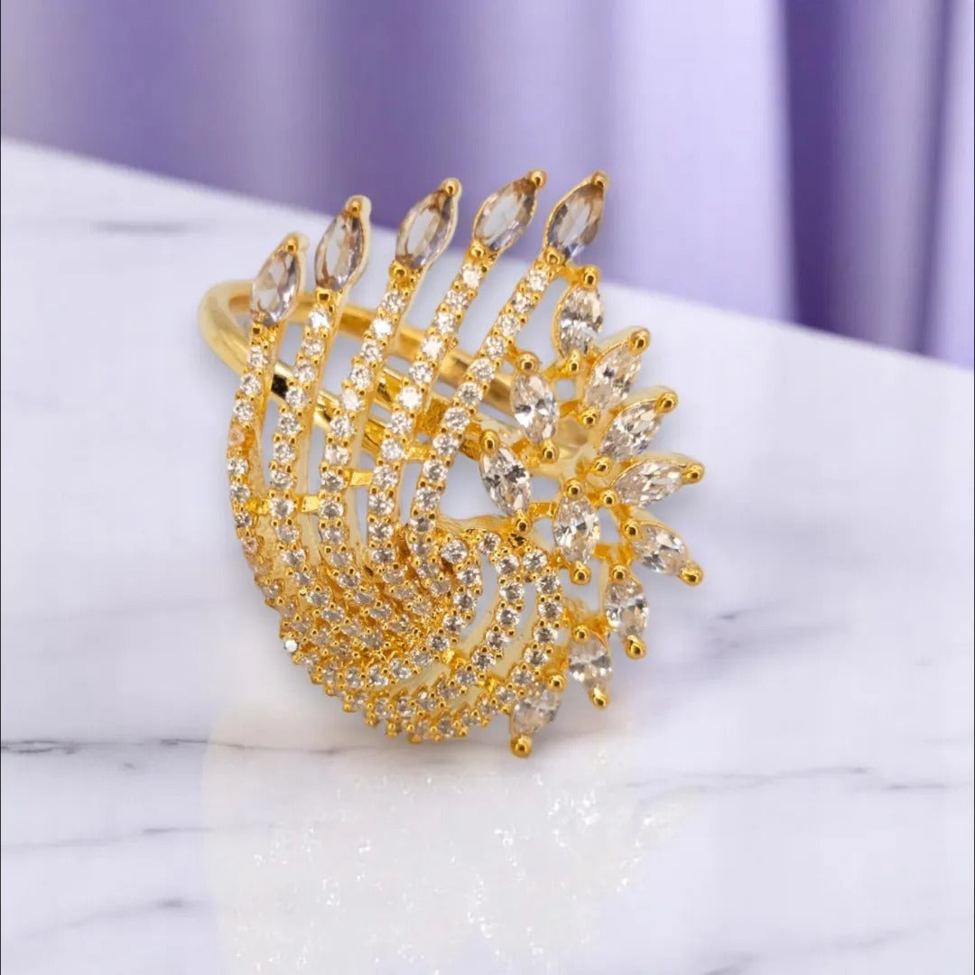Vergoldeter Ring mit amerikanischen Diamantimitaten - Goldene Ringe