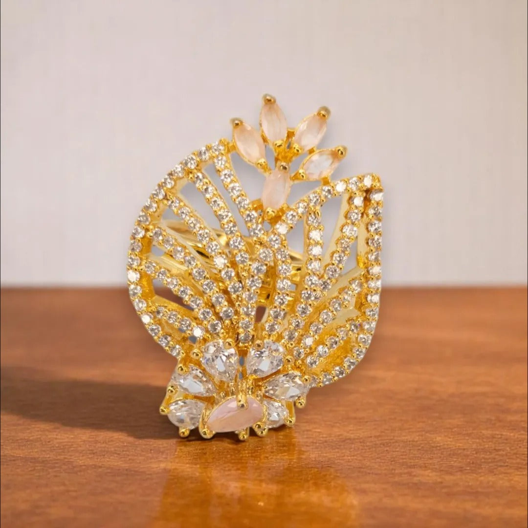 Vergoldeter Ring mit amerikanischen Diamantimitaten - Goldene Ringe