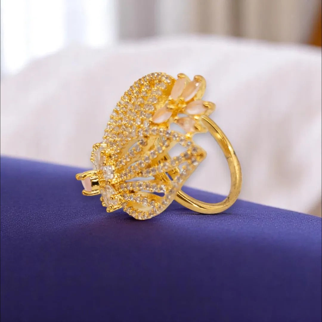 Vergoldeter Ring mit amerikanischen Diamantimitaten - Goldene Ringe