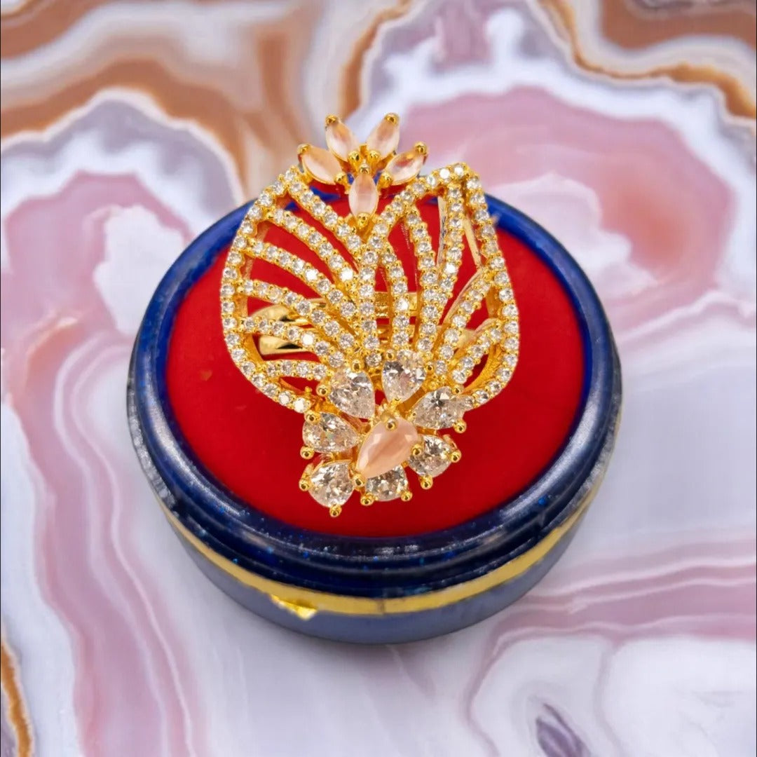 Vergoldeter Ring mit amerikanischen Diamantimitaten - Goldene Ringe