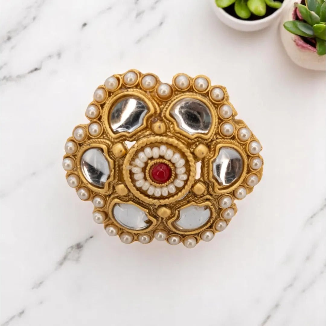 Kundan Ring - Goldene Ringe