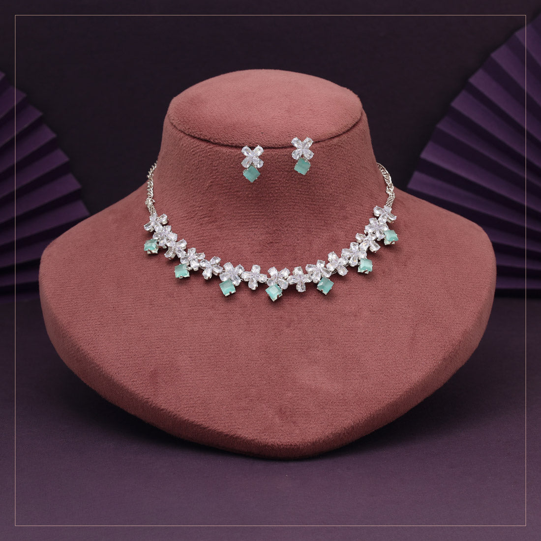 Trendy Halskette mit Ohrringe - silber| Mint