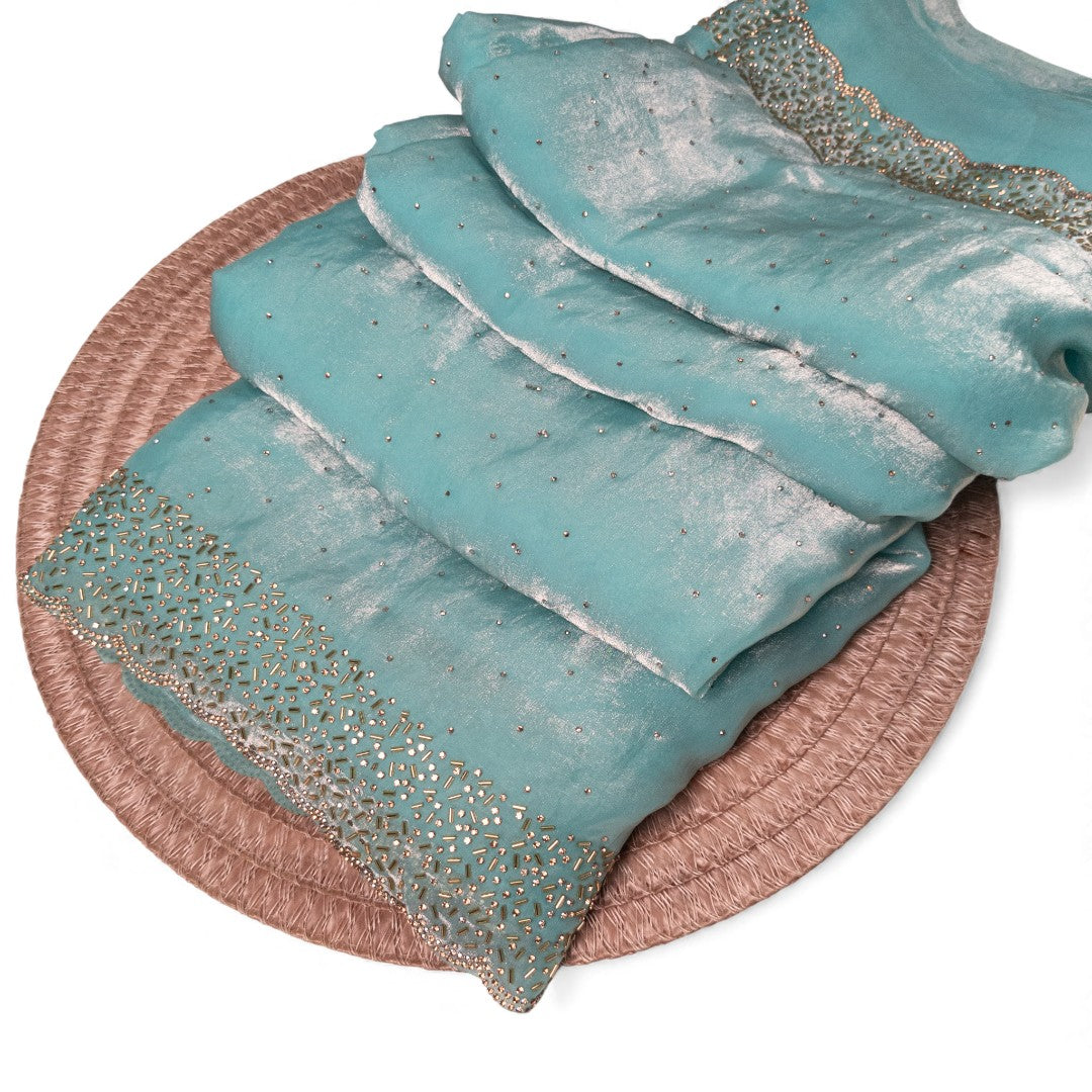 Space Silk Sarees – Premium | Edle, Weiche Seide in Perfektion | hell blau