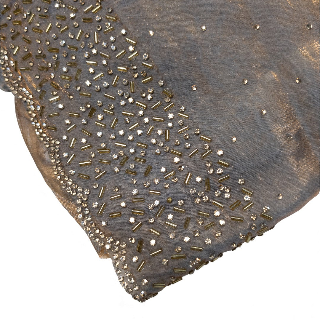 Space Silk Sarees – Premium | Edle, Weiche Seide in Perfektion | Grau, Gold