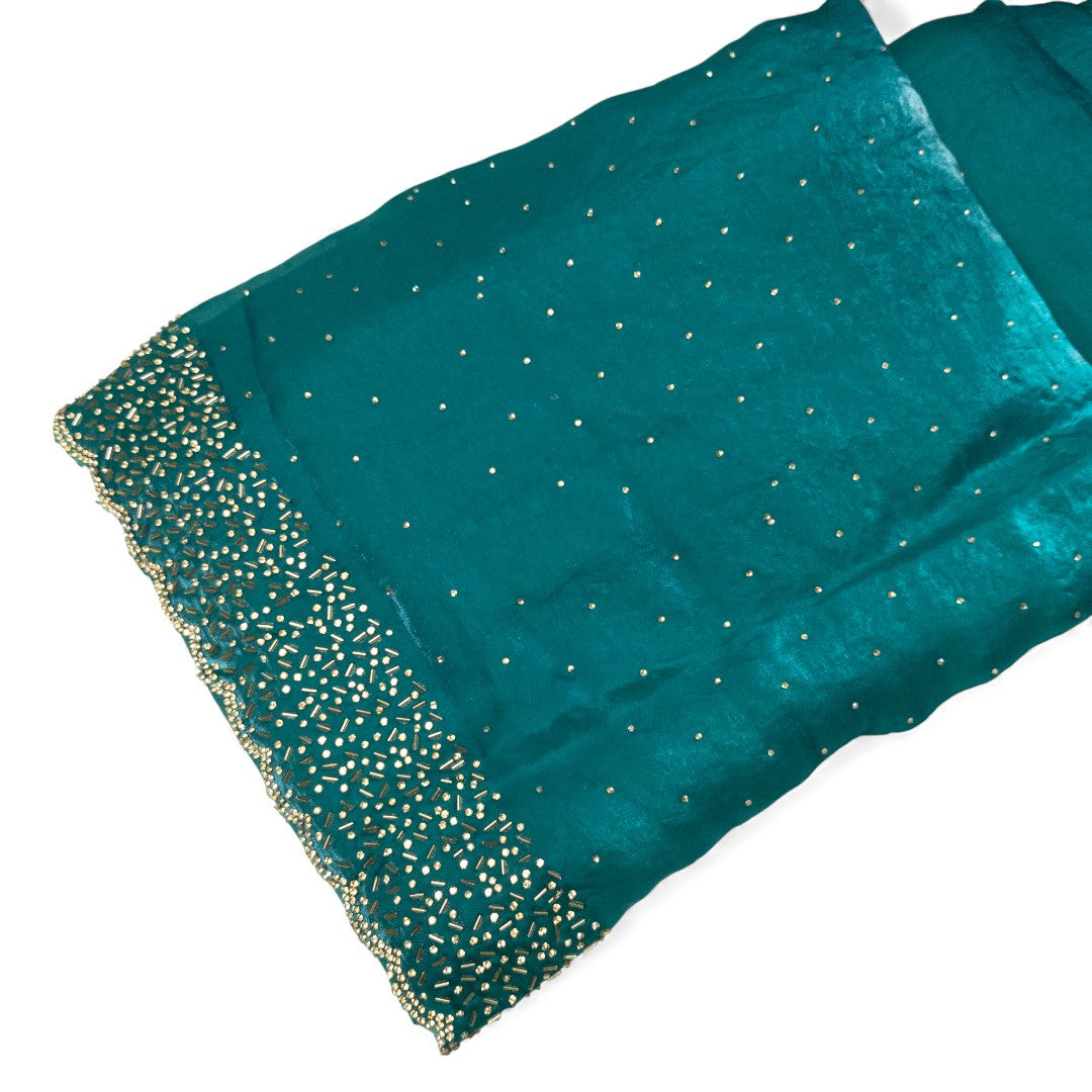 Space Silk Sarees – Premium | Edle, Weiche Seide in Perfektion | Pfauenblau