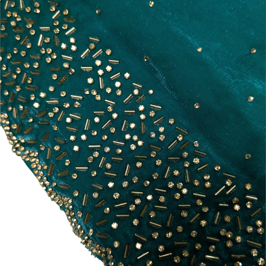 Space Silk Sarees – Premium | Edle, Weiche Seide in Perfektion | Pfauenblau