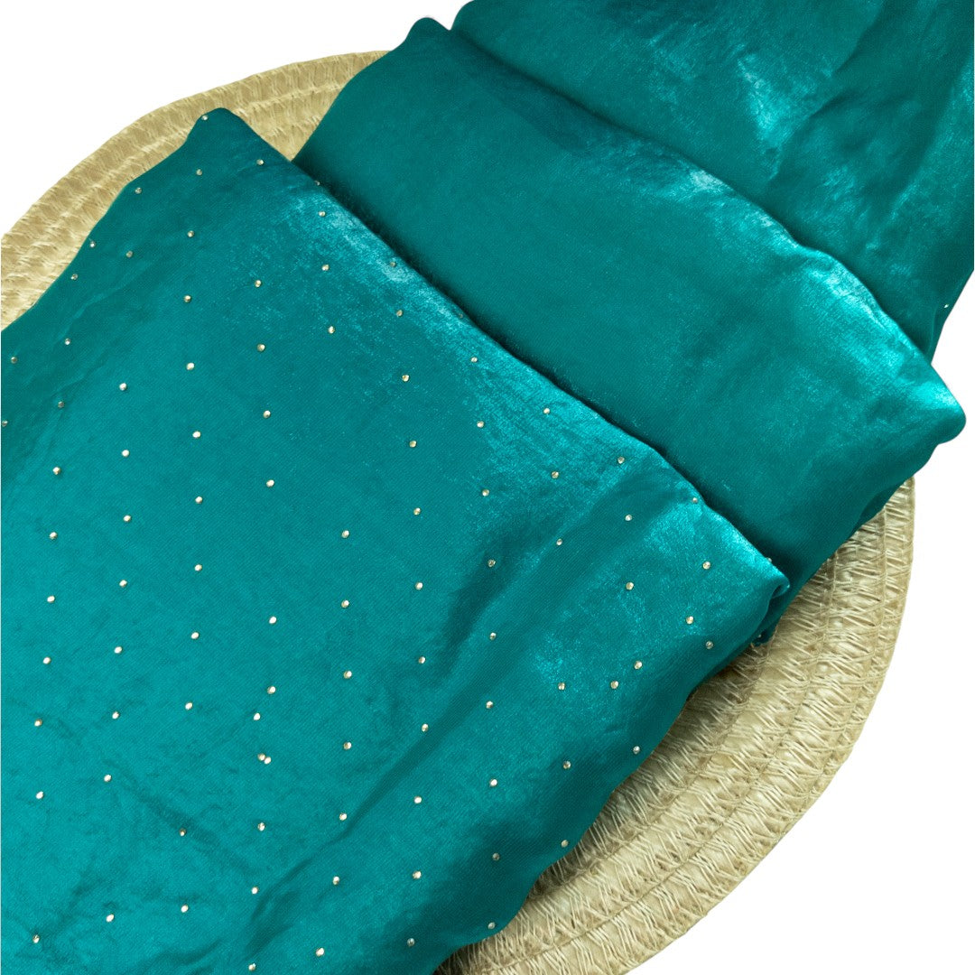 Space Silk Sarees – Premium | Edle, Weiche Seide in Perfektion | Pfauenblau