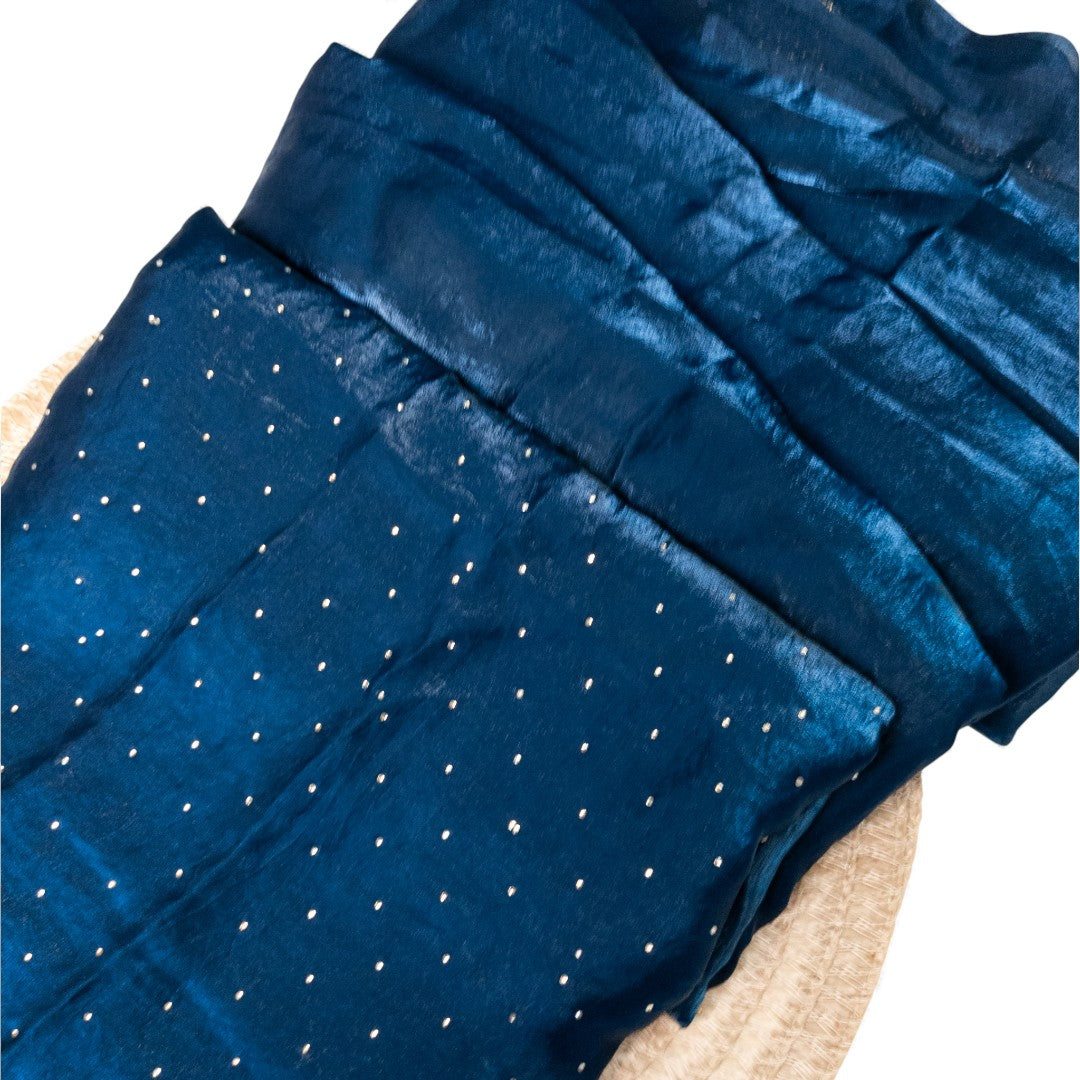 Alles-in-einem Saree Set | Dunkel Blau – Space Silk Saree + Blouse + Shapewear