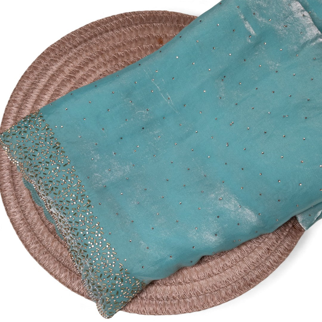 Space Silk Sarees – Premium | Edle, Weiche Seide in Perfektion | hell blau