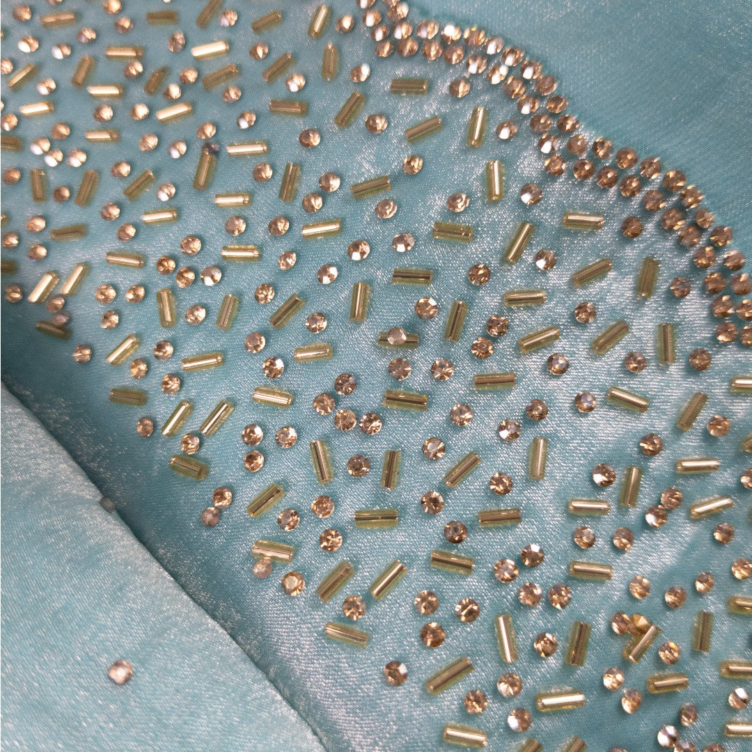 Space Silk Sarees – Premium | Edle, Weiche Seide in Perfektion | hell blau