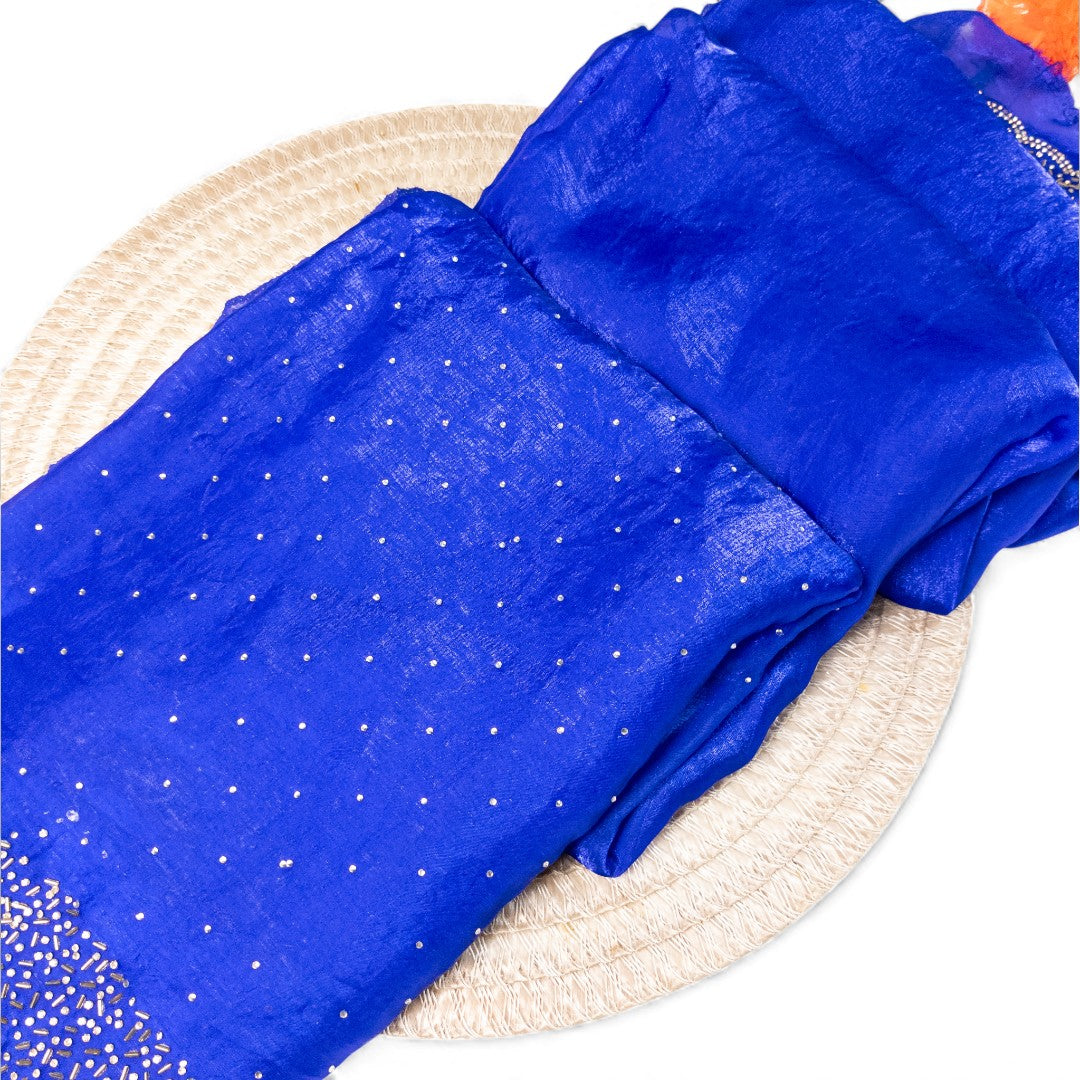 Space Silk Sarees – Premium | Edle, Weiche Seide in Perfektion | Königsblau