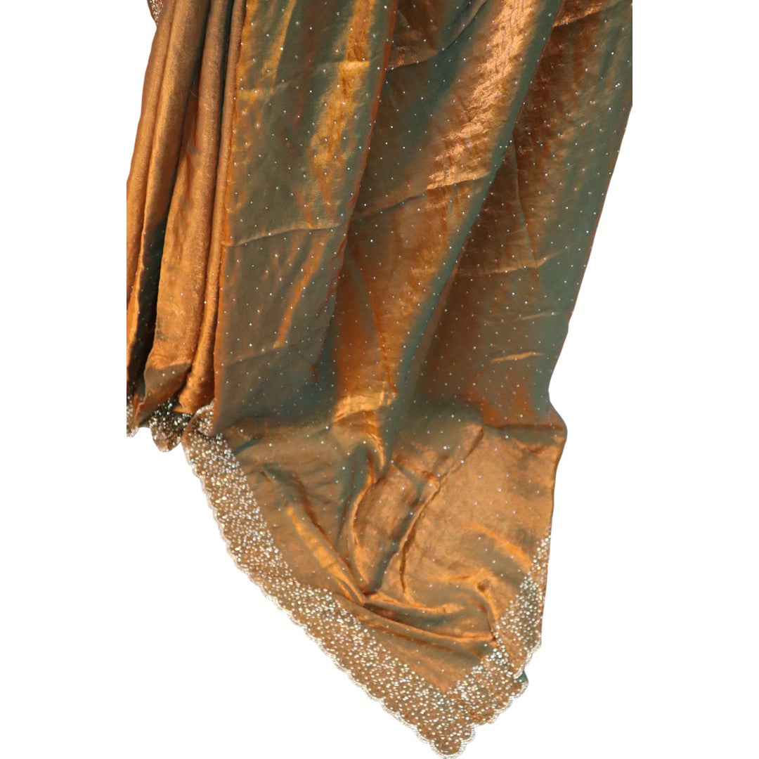 Space Silk Sarees – Premium | Edle, Weiche Seide in Perfektion | gold , grün dual shade