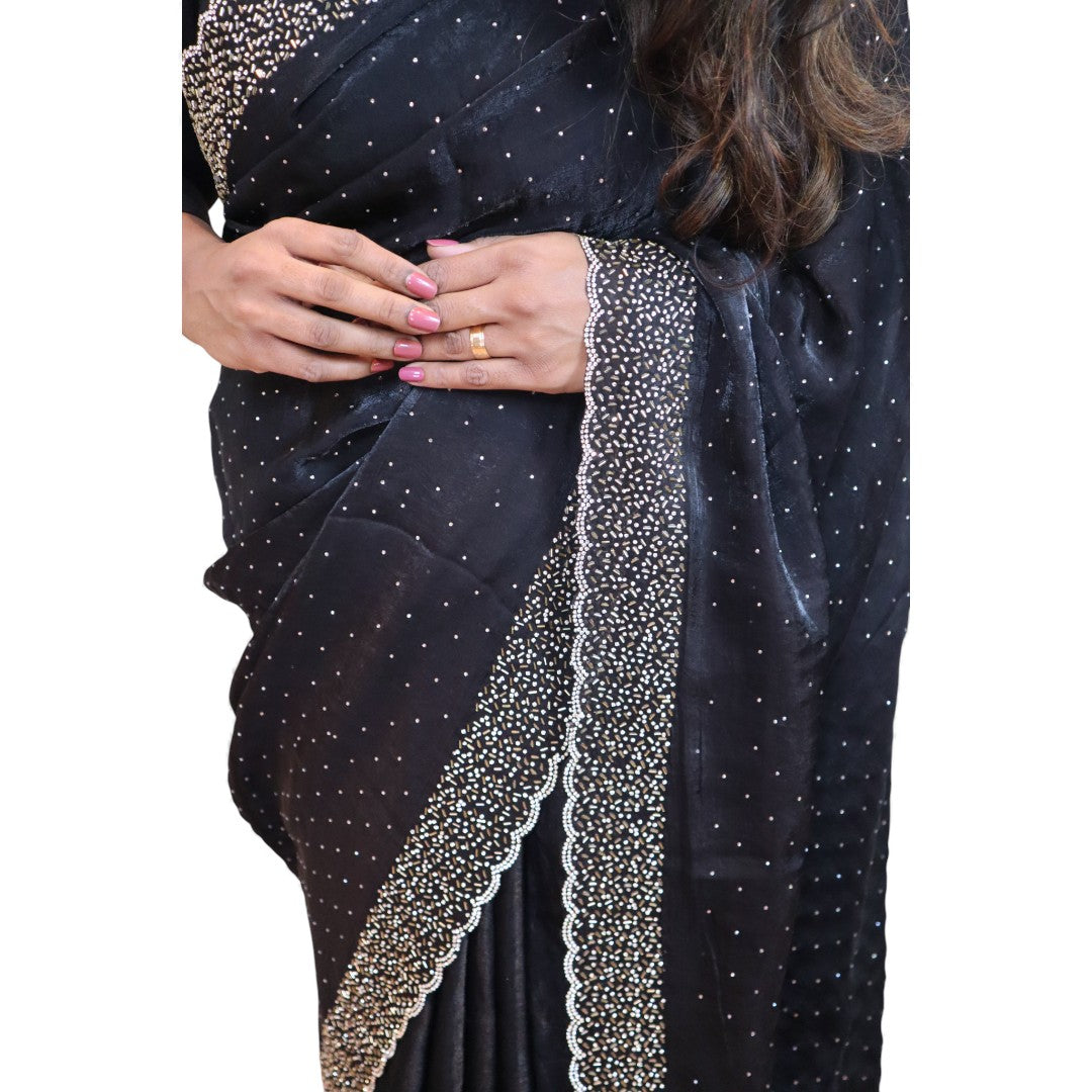 Space Silk Sarees – Premium | Edle, Weiche Seide in Perfektion | schwarz