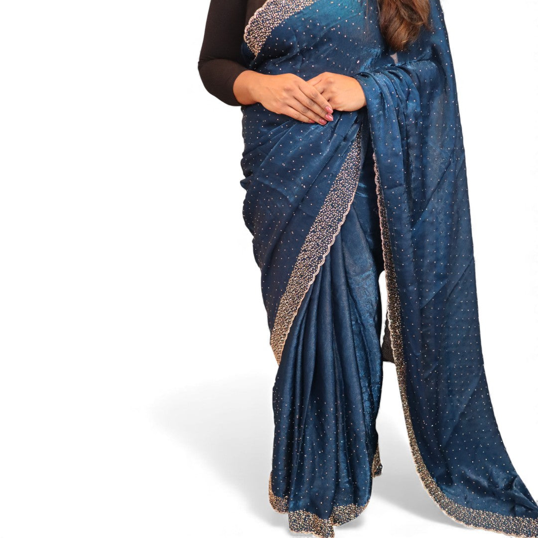Space Silk Sarees – Premium | Edle, Weiche Seide in Perfektion | dunkel blau