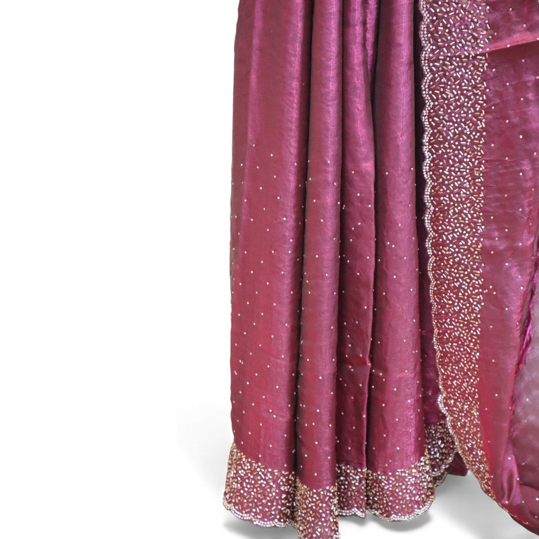Space Silk Sarees – Premium | Edle, Weiche Seide in Perfektion | Magenta grau dual shade