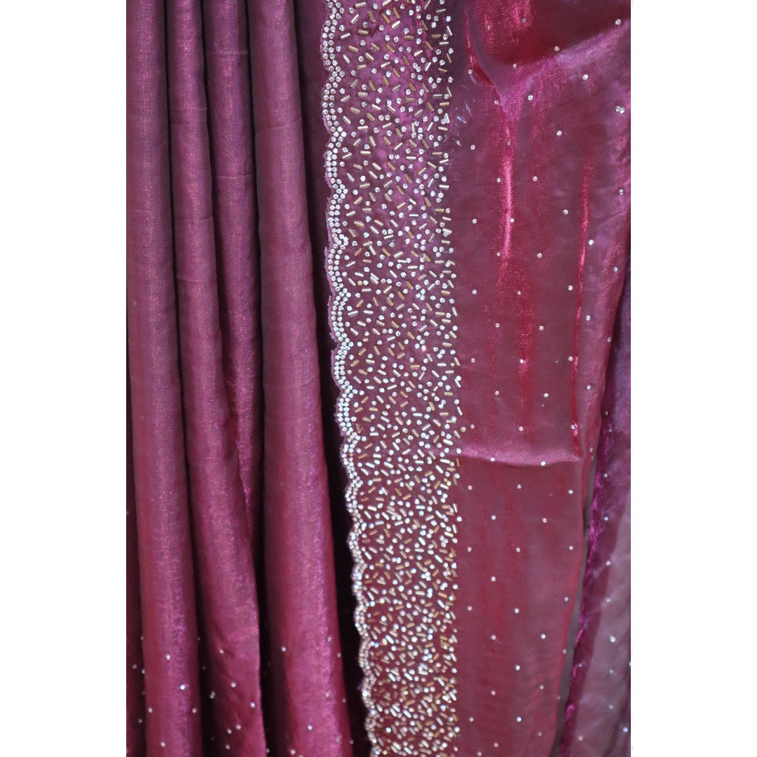 Space Silk Sarees – Premium | Edle, Weiche Seide in Perfektion | Magenta grau dual shade