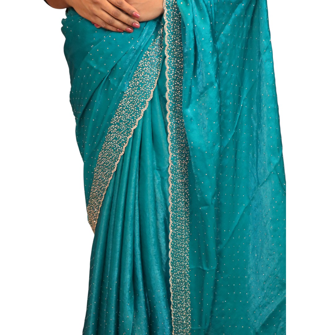 Space Silk Sarees – Premium | Edle, Weiche Seide in Perfektion | Pfauenblau