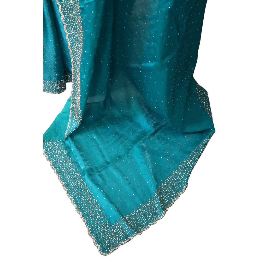 Space Silk Sarees – Premium | Edle, Weiche Seide in Perfektion | Pfauenblau