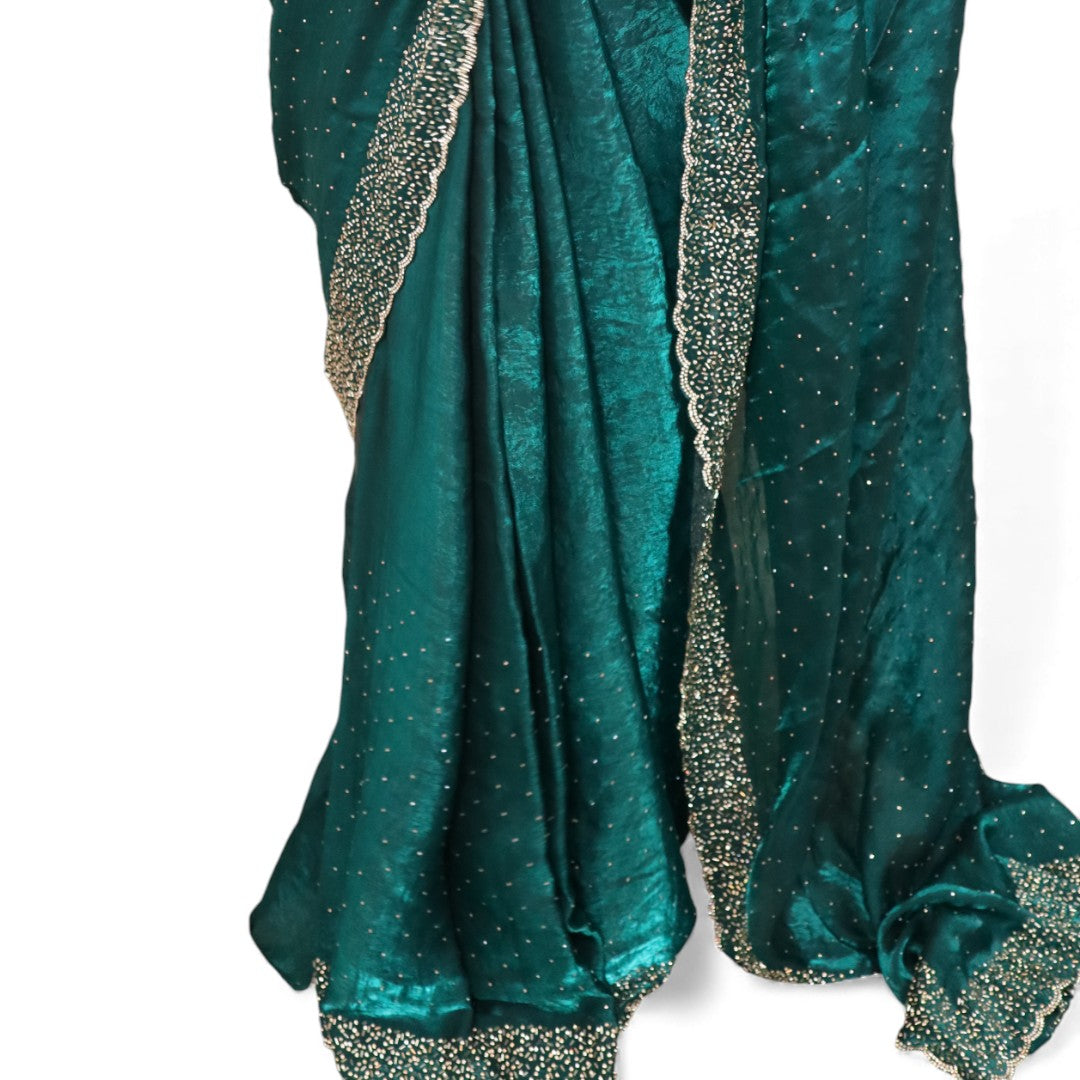 Space Silk Sarees – Premium | Edle, Weiche Seide in Perfektion | Blau grün
