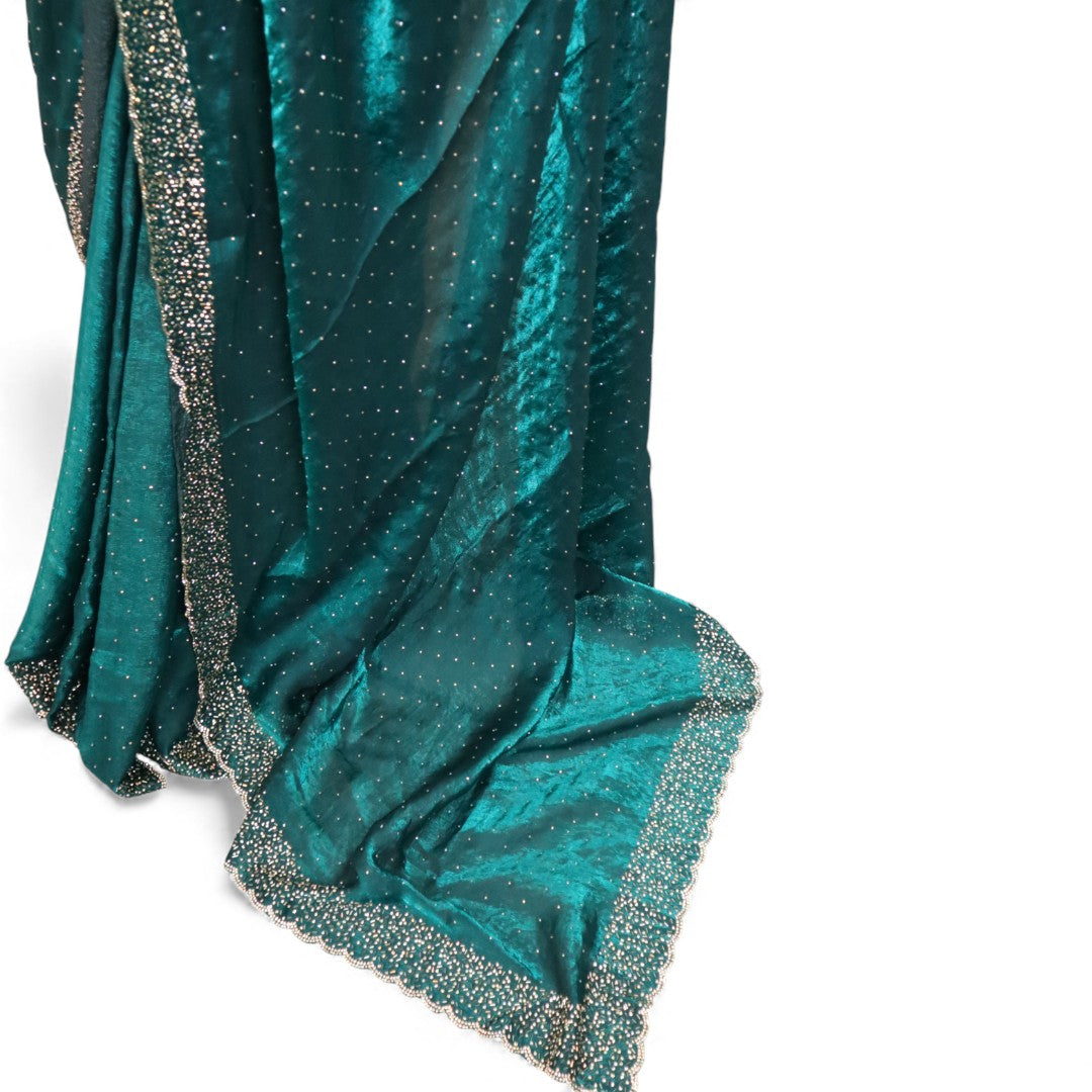 Space Silk Sarees – Premium | Edle, Weiche Seide in Perfektion | Blau grün