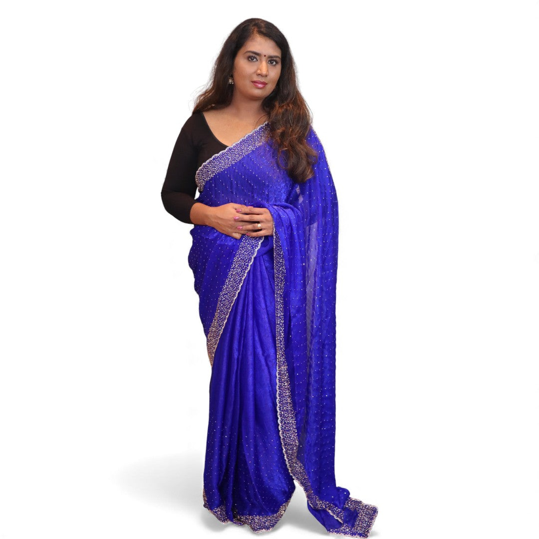 Space Silk Sarees – Premium | Edle, Weiche Seide in Perfektion | Königsblau