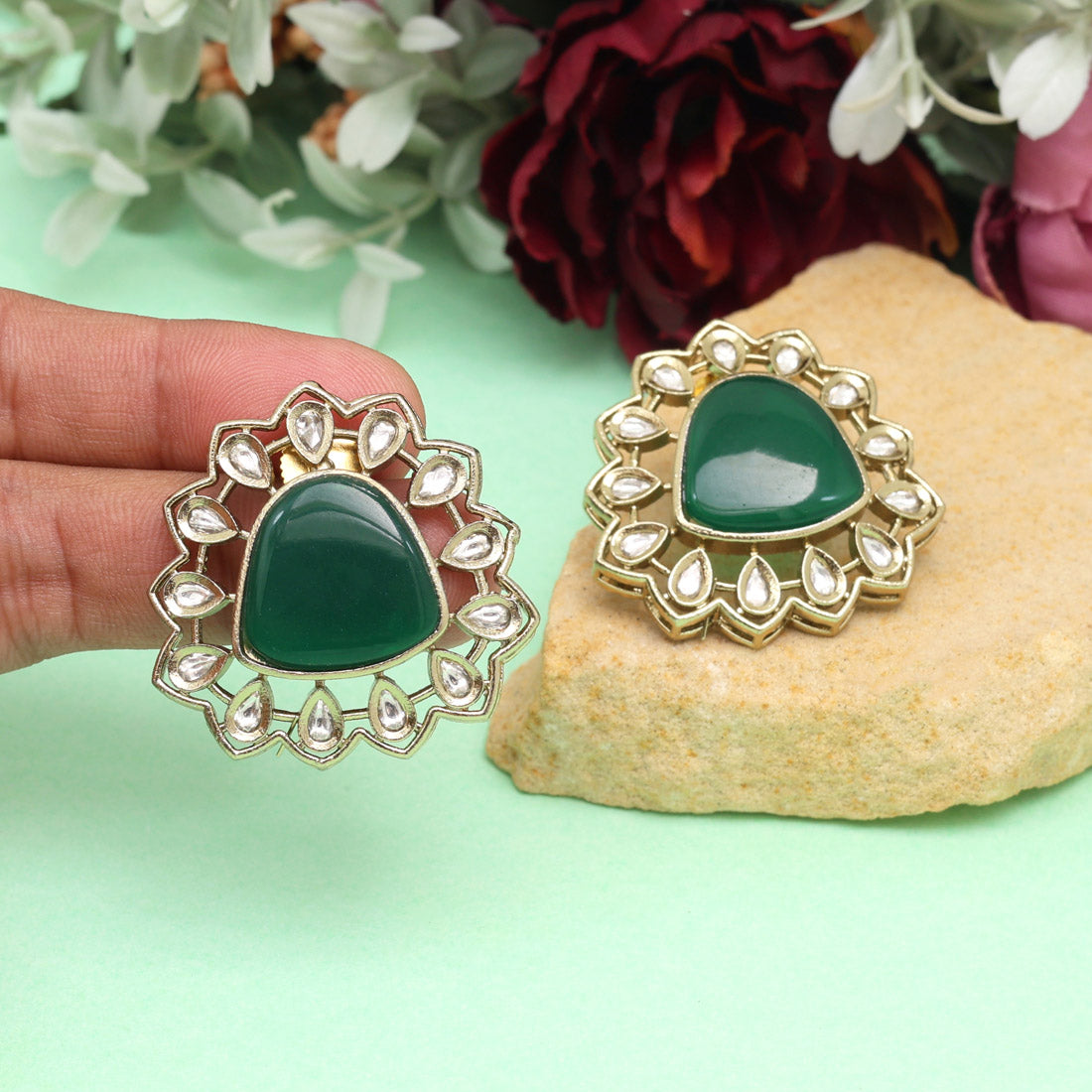 Stud Ohrringe - Gold | Grün