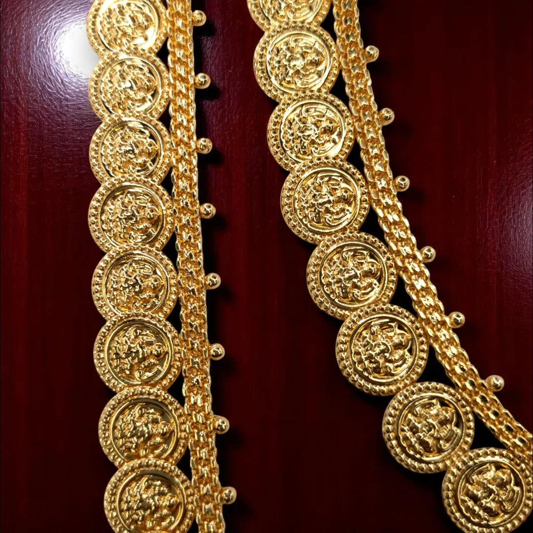 Gold-plated necklace long with earrings set - gold