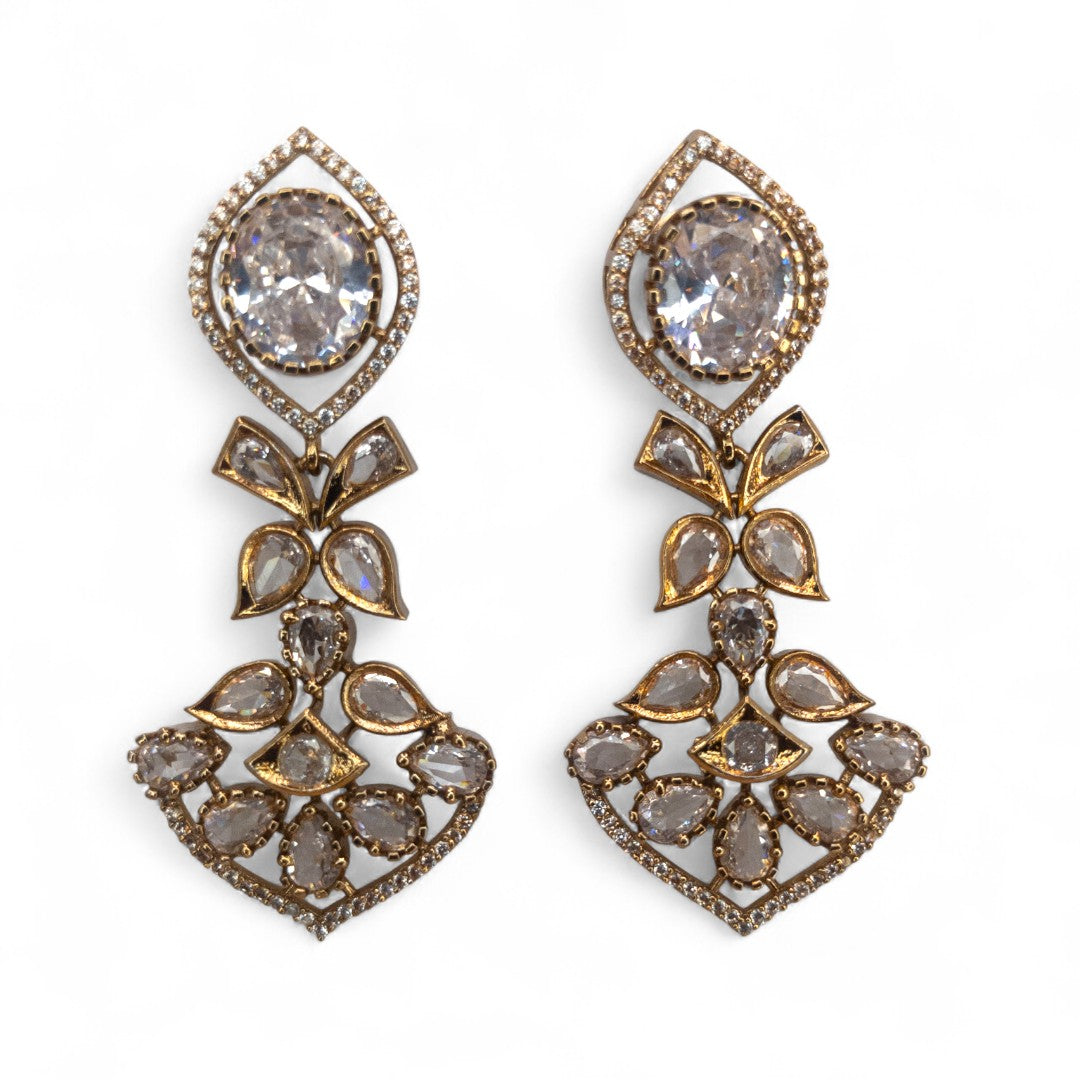 Temple Necklace with Earrings - gold | green
