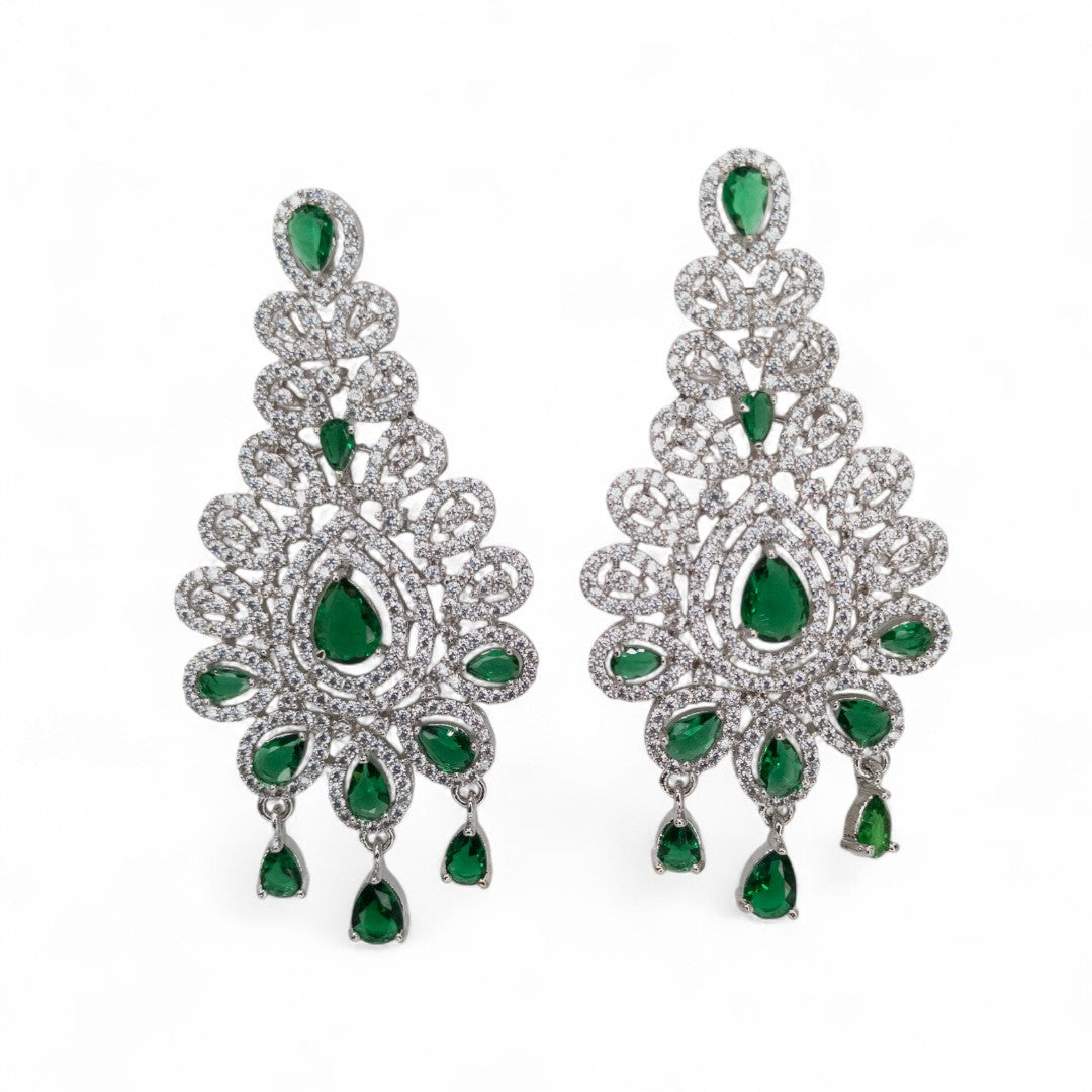 Victorian Halskette mit Ohrringe - silber | grün