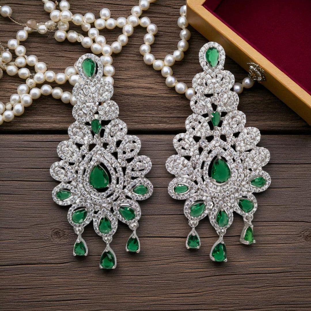 Victorian Halskette mit Ohrringe - silber | grün