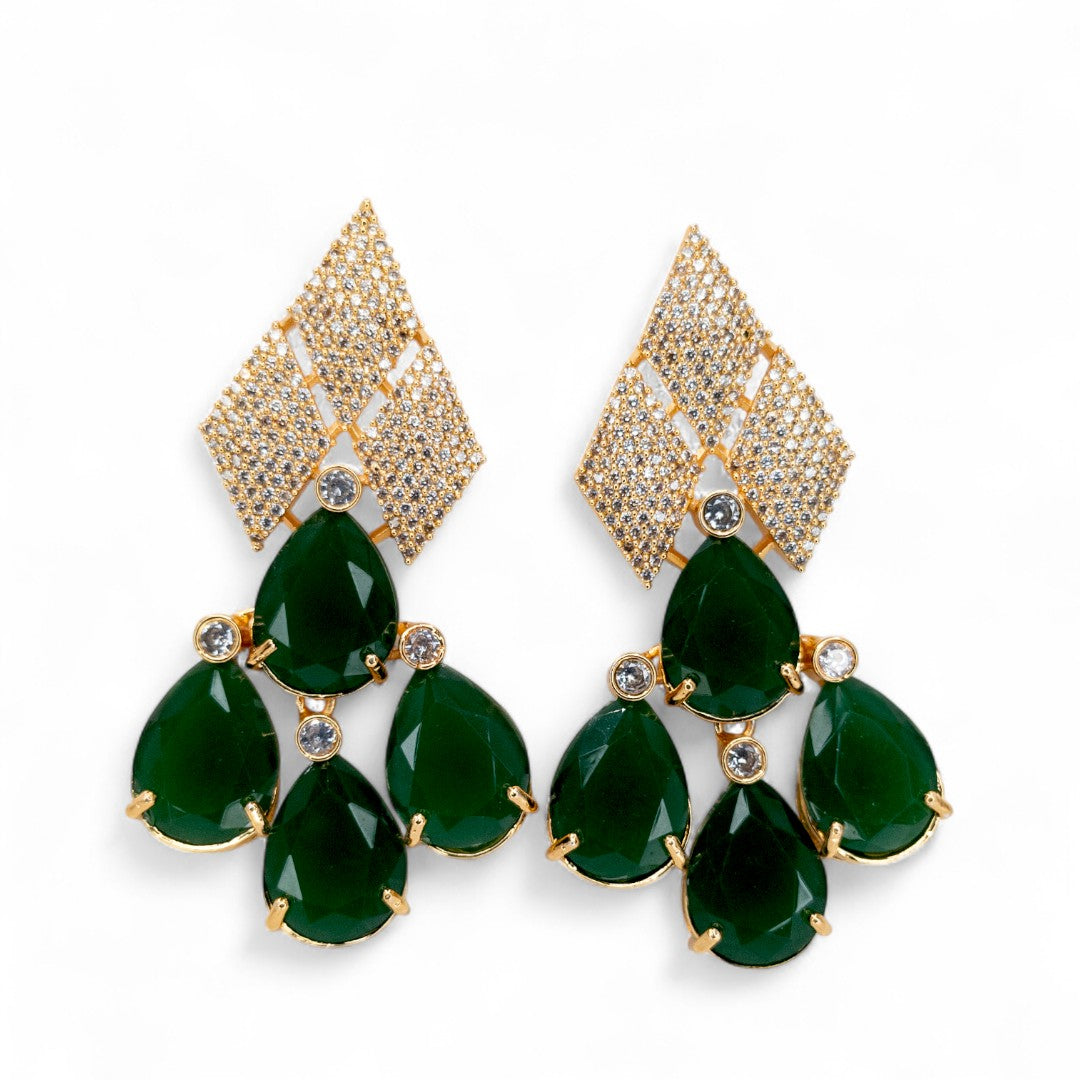 Victorian Halskette mit Ohrringe und tikka - gold | grün