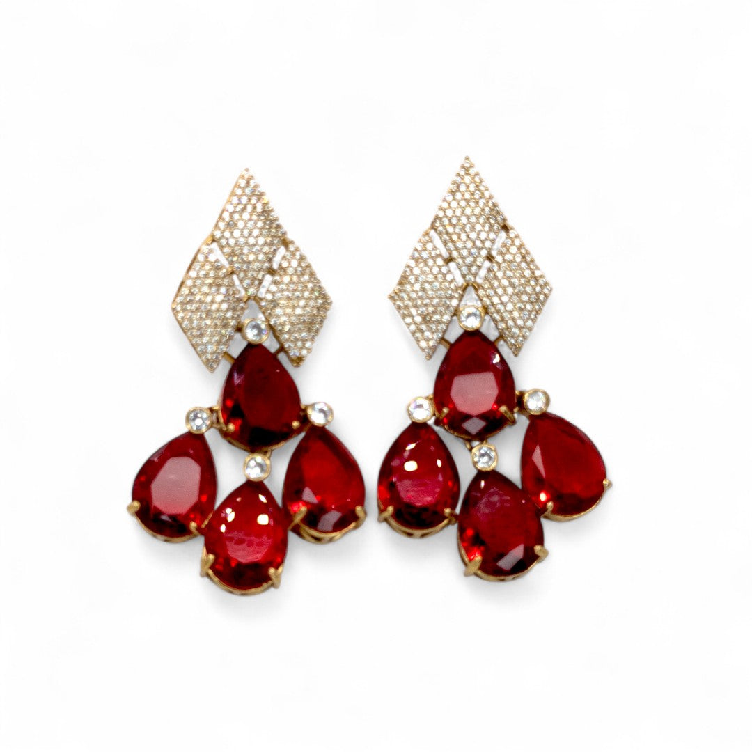 Victorian Halskette mit Ohrringe und tikka - gold | rot