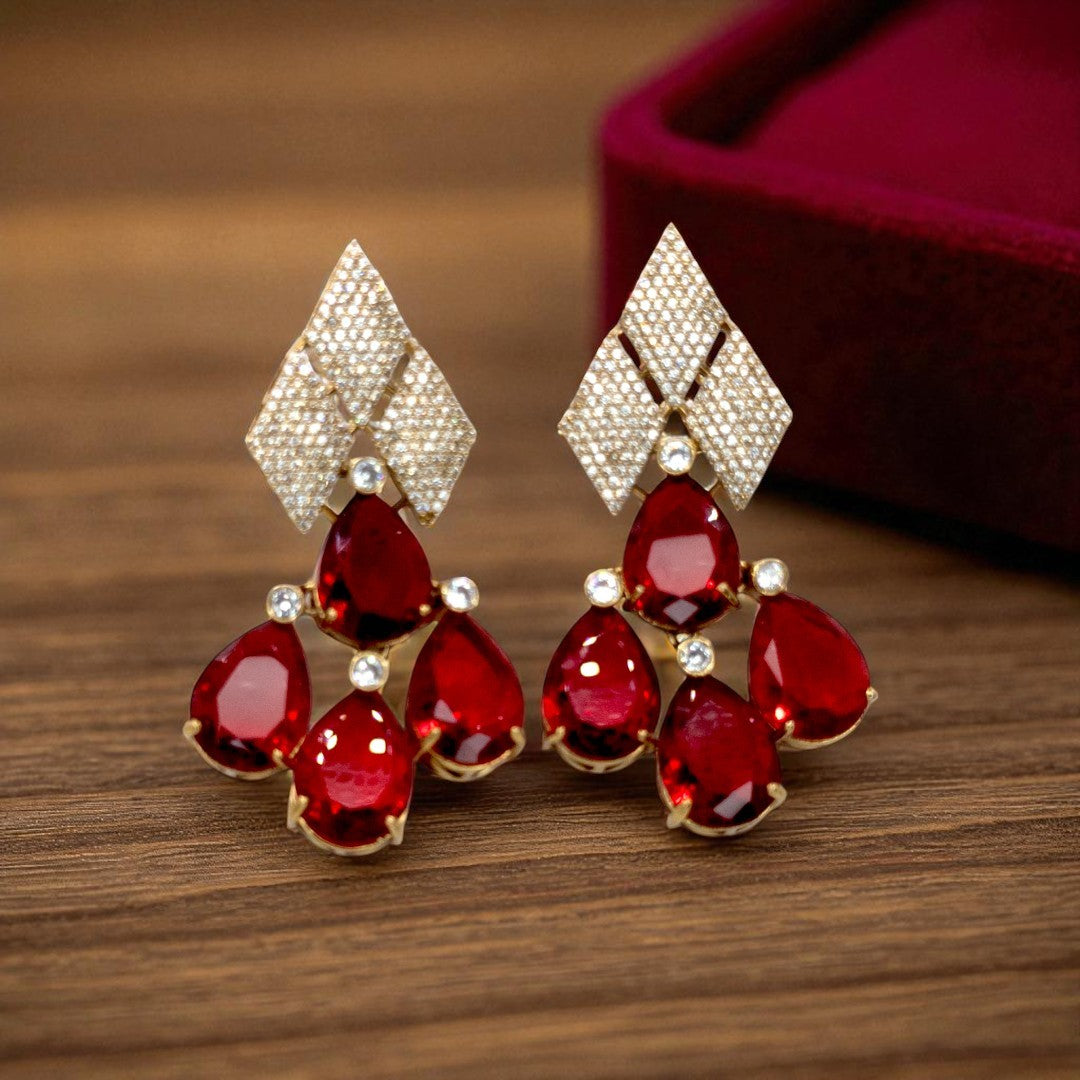 Victorian Halskette mit Ohrringe und tikka - gold | rot