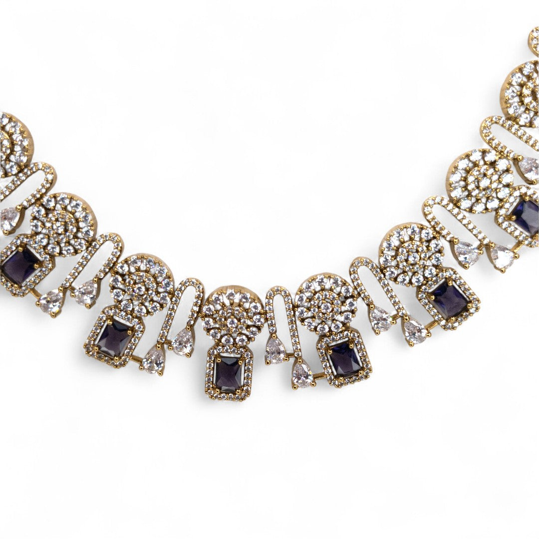 Victorian Halskette mit Ohrringe - gold | lila