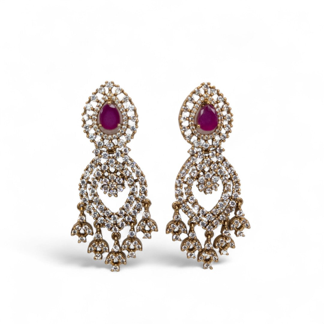 Temple Necklace with Earrings - gold | green