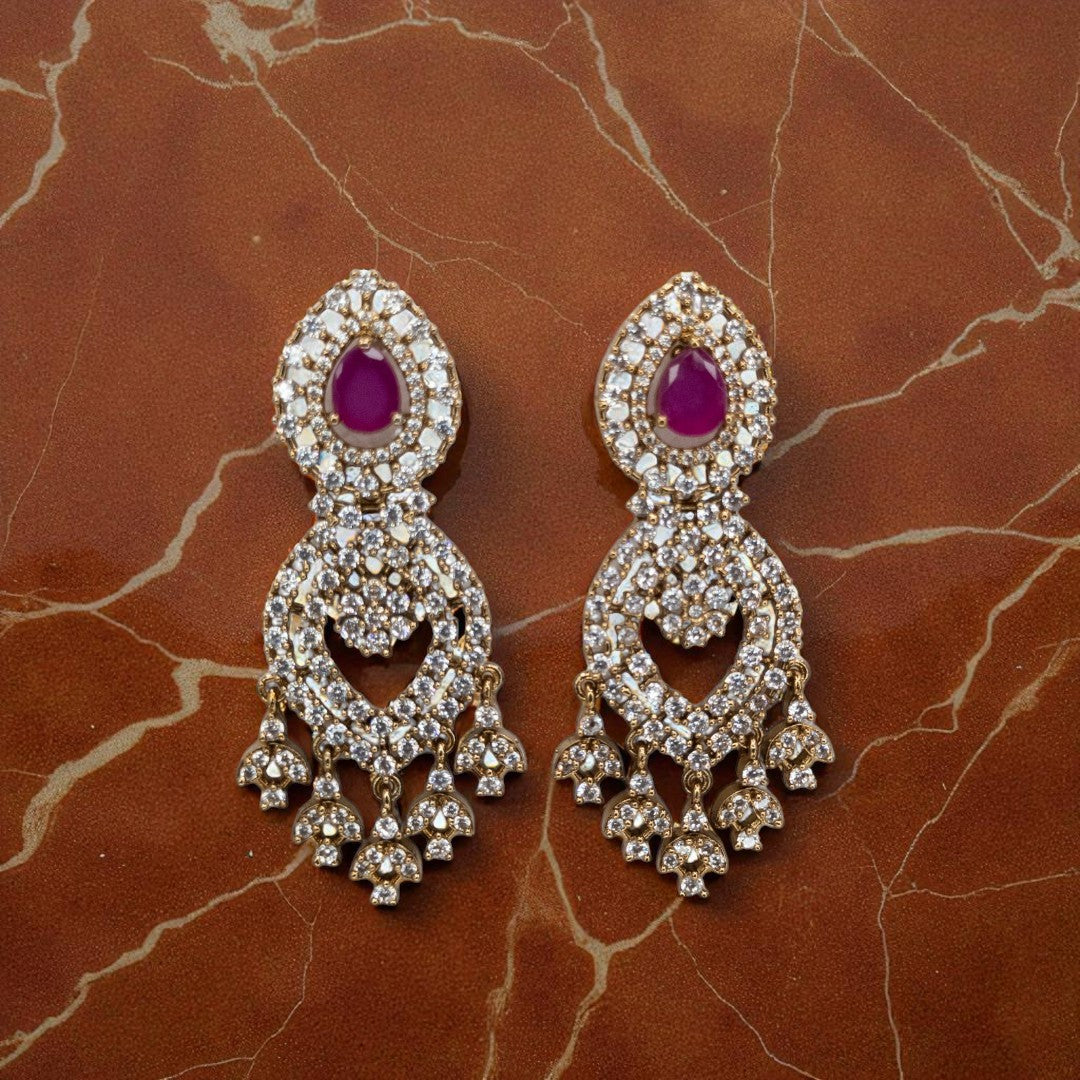 Victorian Halskette mit Ohrringe - gold | magenta